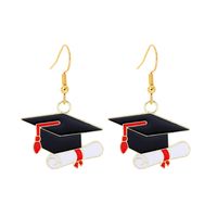 1 Pair Preppy Style Book Doctoral Cap 304 Stainless Steel Zinc Alloy Drop Earrings sku image 1