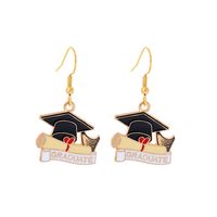 1 Pair Preppy Style Book Doctoral Cap 304 Stainless Steel Zinc Alloy Drop Earrings sku image 2