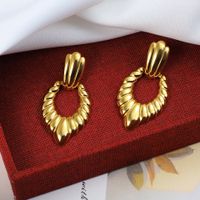 1 Pair Casual Vacation Heart Shape Titanium Steel 18K Gold Plated Drop Earrings main image 5
