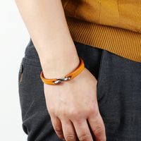 Modern Style Cool Style Solid Color Cowhide Men's Bangle main image 5