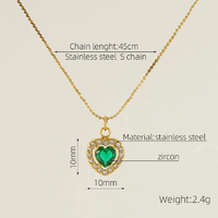 Titanium Steel 18K Gold Plated Elegant Lady Oval Water Droplets Heart Shape Inlay Zircon Pendant Necklace main image 6