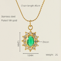 Acier Au Titane Plaqué Or 18K Élégant Dame Ovale Les Gouttelettes D'Eau Forme De Cœur Incruster Zircon Pendentif main image 2