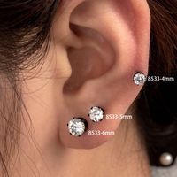 1 Piece Casual French Style Korean Style Round Inlay 316 Stainless Steel  Zircon Ear Studs main image 1