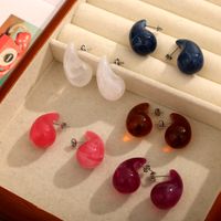 1 Pair Simple Style British Style Commute Water Droplets Plating Resin Titanium Steel Ear Studs main image 4