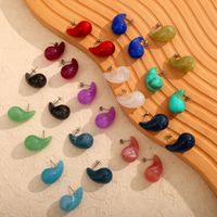 1 Pair Simple Style British Style Commute Water Droplets Plating Resin Titanium Steel Ear Studs main image 8