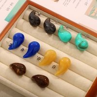 1 Pair Simple Style British Style Commute Water Droplets Plating Resin Titanium Steel Ear Studs main image 7