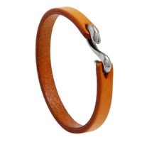 Modern Style Cool Style Solid Color Cowhide Men's Bangle sku image 4