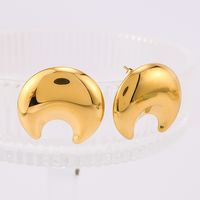 1 Pair IG Style Vintage Style Simple Style Moon Three-dimensional 304 Stainless Steel 18K Gold Plated Ear Studs main image 4