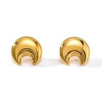 1 Pair IG Style Vintage Style Simple Style Moon Three-dimensional 304 Stainless Steel 18K Gold Plated Ear Studs main image 6