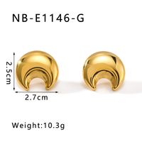 1 Pair IG Style Vintage Style Simple Style Moon Three-dimensional 304 Stainless Steel 18K Gold Plated Ear Studs main image 2