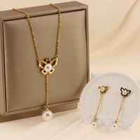 Titanium Steel 18K Gold Plated Retro Simple Style Butterfly Bracelets Earrings Necklace main image 4