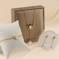 Titanium Steel 18K Gold Plated Retro Simple Style Butterfly Bracelets Earrings Necklace main image 3
