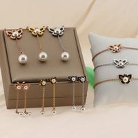 Titanium Steel 18K Gold Plated Retro Simple Style Butterfly Bracelets Earrings Necklace main image 2