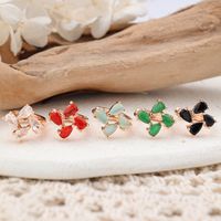 1 Pair Simple Style Classic Style Flower Plating Inlay Copper Zircon Rose Gold Plated Ear Studs main image 1
