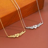 304 Stainless Steel Steel Basic Modern Style Classic Style Letter Heart Shape Wings Pendant Necklace main image 1