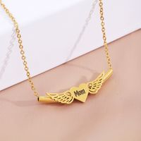 304 Stainless Steel Steel Basic Modern Style Classic Style Letter Heart Shape Wings Pendant Necklace main image 4