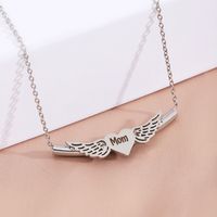304 Stainless Steel Steel Basic Modern Style Classic Style Letter Heart Shape Wings Pendant Necklace main image 3