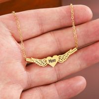 304 Stainless Steel Steel Basic Modern Style Classic Style Letter Heart Shape Wings Pendant Necklace main image 5