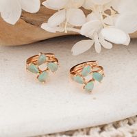 1 Pair Simple Style Classic Style Flower Plating Inlay Copper Zircon Rose Gold Plated Ear Studs main image 4