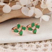 1 Pair Simple Style Classic Style Flower Plating Inlay Copper Zircon Rose Gold Plated Ear Studs main image 5
