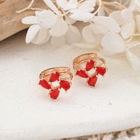 1 Pair Simple Style Classic Style Flower Plating Inlay Copper Zircon Rose Gold Plated Ear Studs main image 6