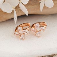 1 Pair Simple Style Classic Style Flower Plating Inlay Copper Zircon Rose Gold Plated Ear Studs main image 7