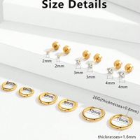 304 Stainless Steel 18K Gold Plated Elegant Shiny Plating Inlay Solid Color Zircon Earrings Jewelry Set main image 8