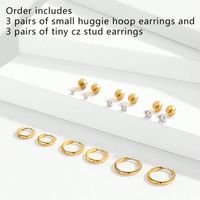 304 Stainless Steel 18K Gold Plated Elegant Shiny Plating Inlay Solid Color Zircon Earrings Jewelry Set main image 5