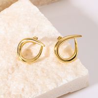 1 Pair IG Style Vintage Style Simple Style Simple Lines Asymmetrical 304 Stainless Steel 18K Gold Plated Ear Studs main image 3