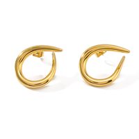 1 Pair IG Style Vintage Style Simple Style Simple Lines Asymmetrical 304 Stainless Steel 18K Gold Plated Ear Studs main image 6