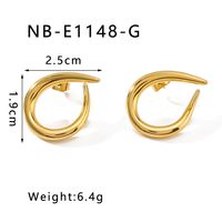 1 Pair IG Style Vintage Style Simple Style Simple Lines Asymmetrical 304 Stainless Steel 18K Gold Plated Ear Studs main image 2