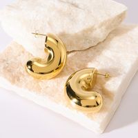 1 Pair IG Style Vintage Style Simple Style C Shape Three-dimensional 304 Stainless Steel 18K Gold Plated Ear Studs main image 3