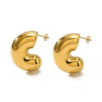 1 Pair IG Style Vintage Style Simple Style C Shape Three-dimensional 304 Stainless Steel 18K Gold Plated Ear Studs main image 6