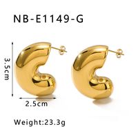 1 Pair IG Style Vintage Style Simple Style C Shape Three-dimensional 304 Stainless Steel 18K Gold Plated Ear Studs main image 2