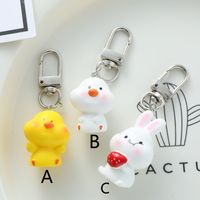 Cute Animal Duck Resin Bag Pendant Keychain main image 3