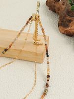 Elegant Vacation Streetwear Geometric Stone Shell Copper Beaded 18K Gold Plated Women's Double Layer Necklaces main image 6