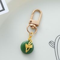 Chinoiserie Elegant Rabbit Alloy Glass Bag Pendant Keychain main image 5