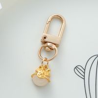 Chinoiserie Elegant Rabbit Alloy Glass Bag Pendant Keychain main image 7