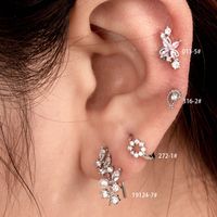 1 Piece Casual French Style Korean Style Leaves Water Droplets Flower Hollow Out Inlay Copper Zircon Ear Studs main image 1