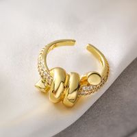 Wholesale Retro Simple Style Commute Geometric Copper Inlay 18K Gold Plated Zircon Open Rings sku image 2