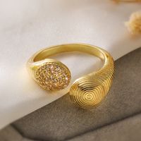 Wholesale Retro Simple Style Commute Geometric Copper Inlay 18K Gold Plated Zircon Open Rings sku image 3