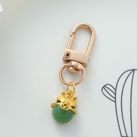 Chinoiserie Elegant Rabbit Alloy Glass Bag Pendant Keychain sku image 9