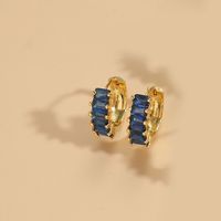 1 Pair Vintage Style Color Block Inlay Copper Zircon 14K Gold Plated Hoop Earrings sku image 2