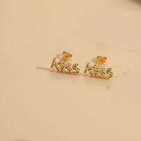 1 Par Estilo Vintage Flor Embutido Cobre Circón Chapado En Oro De 14 Quilates. Pendientes De Aro sku image 6