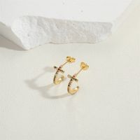 1 Pair Vintage Style Flower Inlay Copper Zircon 14K Gold Plated Hoop Earrings sku image 5
