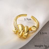 Wholesale Retro Simple Style Commute Geometric Copper Inlay 18K Gold Plated Zircon Open Rings main image 2