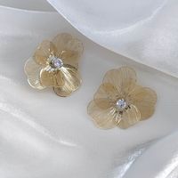 1 Par Estilo Simple Estilo Clásico Flor Embutido Cobre Diamantes De Imitación Pendientes main image 1