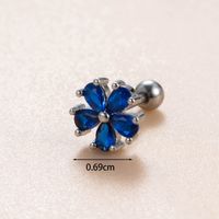 1 Piece Casual French Style Korean Style Oval Flower Inlay Copper Zircon Earrings Ear Studs sku image 2