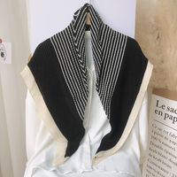Women's Elegant Simple Style Stripe Imitation Cotton And Linen Silk Scarves main image 5