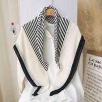 Women's Elegant Simple Style Stripe Imitation Cotton And Linen Silk Scarves main image 4